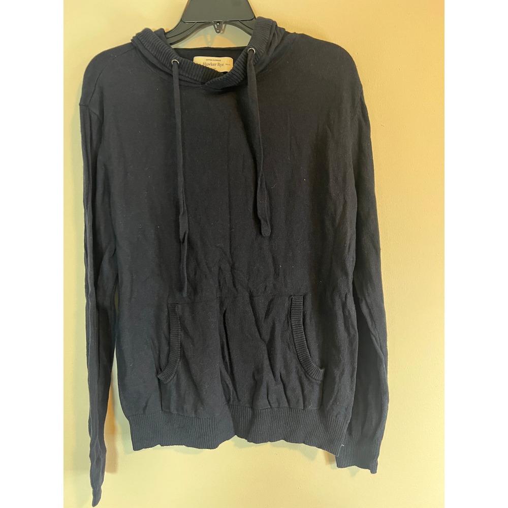 Hawker Rye Womens Cotton Cashmere Navy Blue Knit Hoodie Sweater Size M
